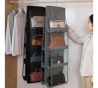 Sac de rangement suspendu en tissu Double face, multicouche, anti-poussière, Type suspendu, sac de garde-robe domestique, support de rangement Gray 8-grid G5276A