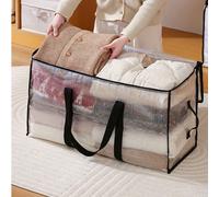 Sac de rangement transparent extra large et épaissi avec poignées renforcées - Sac organisateur durable pour vêtements et décorations de fêtes, sac de transport robuste grand,Petit format 72L,Taille m