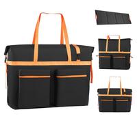Sac de rangement VEVOR pour 5 panneaux solaires pliables de 300W, noir et orange. Sac portable pour panneaux solaires, idéal pour les activités de plein air, le camping, les excursions et les camping-