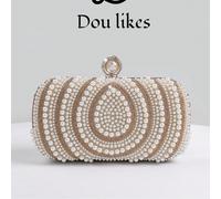 Sac de soirée élégant en forme de goutte d'eau avec perles de champagne, pochette de fiançailles haut de gamme pour cheongsam et robe de soirée, avec chaîne métallique, style sophistiqué pour femme po