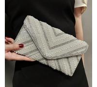 Sac de soirée enveloppe en perles et strass brillant, pochette de robe ornée de strass, sac enveloppe avec bandoulière en chaîne, sac à main mode, mini sac de soirée enveloppe en PU brillant orné de s