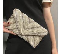 Sac de soirée enveloppe en perles et strass brillants, pochette de robe ornée de strass, sac enveloppe avec bandoulière en chaîne, sac à main mode, mini sac de soirée enveloppe en PU brillant orné de