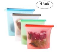 Sac De Stockage D'aliments En Silicone Réutilisable, Hermétique, Résistant Aux Fuites, Récipient De Conservation Pour Fruits, Légumes, Viande (Lot De 4)