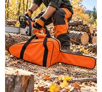 Sac de transport de tronçonneuse pour Greenworks GD40CS18, orange | Sac orange pour tronçonneuse en tissu Oxford résistant, avec fermeture zippée robuste et poignées renforcées.