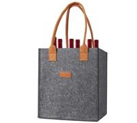 Sac de transport de vin - Sac de rangement pour champagne | Sac de voyage réutilisable | Sac fourre-tout en feutre avec 6 compartiments | Verre à vin réutilisable | Transport doux cloisonné pour les