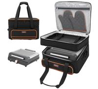 Sac de transport double couche compatible avec Ninja GR101 Sizzle | Organiseur de barbecue Sizzle pour barbecue d'intérieur sans fumée de 35,6 cm, compartiment à outils et bandoulière pour