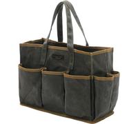 Sac de transport d'outils - 16oz Sac à outils de jardin de goudron d'eau de cire - Vert de l'Armée - 11 compartiments - 36x14x26,5cm - Parfait pour le jardinage, électrique