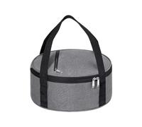 Sac de transport isotherme pour cocotte à , 30,5 cm avec poignée, gris | Porte-vaisselle rond thermique avec fermeture éclair bidirectionnelle pour lasagnes, soupes et saladiers