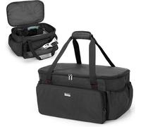 Sac de transport pour barbecue à gaz de table, avec compartiments de rangement, en nylon noir avec fermeture éclair