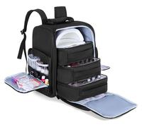 Sac de transport pour vernis à ongles, capacité pour 105 flacons, 3 compartiments, couleur noire