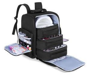 Sac de transport pour vernis à ongles, capacité pour 105 flacons, 3 compartiments, couleur noire