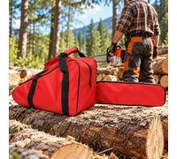 Sac de Transport Tronçonneuse pour Husqvarna-T435, Rouge 20 Pouces | Sac en tissu Oxford avec fermeture zippée et poignées renforcées pour transporter et ranger proprement votre tronçonneuse.
