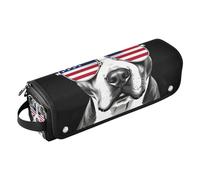 Sac de voyage pour outils de cheveux et tapis résistant à la chaleur, étui de transport portable pour fer plat, outils chauds et accessoires de soins capillaires, Pitbull patriotique, lunettes de