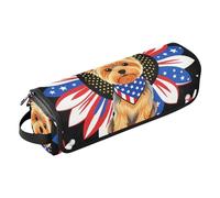 Sac de voyage pour outils de coiffure avec tapis résistant à la chaleur pour les amateurs de chiens de tournesol 4 juillet - Grande capacité - Organiseur d'outils pour cheveux pour outils chauds, fer