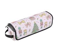 Sac de voyage pour outils de coiffure et tapis résistant à la chaleur avec fermeture éclair Preppy Rose pastel et vert Casse-noisette Organisateur d'outils de coiffure portable pour fer à lisser, fer