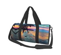 Sac de voyage rond en toile de coco avec imprimé hamac et coucher de soleil - Imperméable et résistant aux déchirures - Sac de voyage pliable pour le w nd