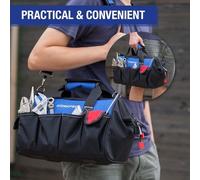 Sac d'électricien, professionnel, imperméable, large ouverture et grande capacité, 36 cm, en polyester 600D, bandoulière réglable, multifonctionnel