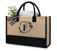 Sac en jute avec impression de lettres florales, dimensions : 43 x 32 x 17 cm