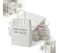 SAC EN PAPIER BLANC x 100 UNITÉS avec IMPRESSION AU CHOIX 22,5 × 18 cm petit format EN