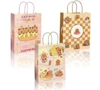 Sac en Papier Kraft, 12 Pièces Boîte de Fête, Capybara Sac Cadeau, Pouch en Papier Cadeau Sweets pour Les Fêtes de Fin D'année, La Pâtisserie, Le Shopping, Marrons