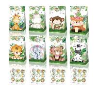 Sac en Papier,Sac Emballage Cadeau 12 pcs Sacs en Papier de Bonbons Animaux Sauvages Reutilisable Sachet Papier pour Anniversaires,Noël,Mariages,Bonbons,Biscuits,Collations,Chocolats