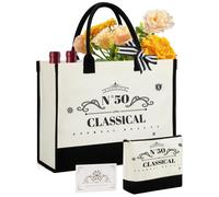 Sac en toile pour célébrer un 50e anniversaire, style vintage, numéro 50, lot de 2.
