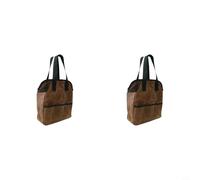 Sac fourre-tout à outils de jardin en toile cirée de 473,6 g avec boucles élastiques intérieures, poches extérieures, ouverture sur le dessus, ficelle, œillets de transport robuste pour le rangement