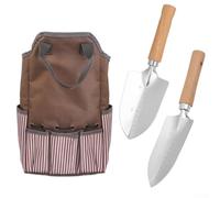 Sac fourre-tout de jardinage avec outils en acier inoxydable, organiseur de poche spacieux, poignées ergonomiques pour creuser, ratisser, cultiver un tissu élégant et vibrant (pelle + sac de rangement