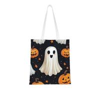 Sac fourre-tout d'Halloween, sac en toile réutilisable pour les tours ou les friandises, les courses et plus encore, Fantôme et citrouille 12, Taille unique