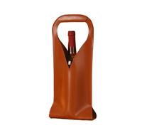 Sac fourre-tout en cuir PU pour vin, champagne et liqueur, sac cadeau pour anniversaire, mariage, pique-nique, Noël, marron, 17.0*10.0*34.0