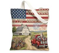 Sac fourre-tout en toile à poil court britannique pour le 250e anniversaire de mariage, 33 x 38 cm, 4 juillet indépendance, sac d'épicerie réutilisable pour femme, motif de plage rustique, peinture