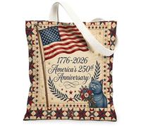 Sac fourre-tout en toile à poils courts britanniques pour le 250e anniversaire de mariage, 33 x 38 cm, 4 juillet indépendance, sac d'épicerie réutilisable pour femme, peinture esthétique vintage