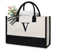 Sac fourre-tout en toile avec la lettre "V", dimensions 40x30x15 cm, réutilisable