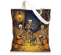 Sac fourre-tout en toile motif chien boxer Halloween 33 x 38,1 cm, sac d'épicerie réutilisable pour femme, motif citrouilles, décoration cadeau