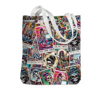 Sac fourre-tout en toile pour les lecteurs amateurs de livres, licorne, squelette, tarot, carte, shopping, sorcière, cadeaux pour femme et Halloween
