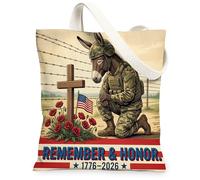 Sac fourre-tout en toile réutilisable pour le 250e anniversaire de mariage, 33 x 38 cm, 4 juillet, sac d'épicerie réutilisable pour femme, plage patriotique, peinture esthétique, cadeau décoratif