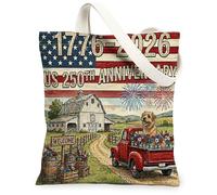 Sac fourre-tout en toile réutilisable pour le 250e anniversaire de mariage Norfolk Terrier 33 x 38 cm, 4 juillet indépendance pour femme, motif rustique esthétique, cadeau décoratif