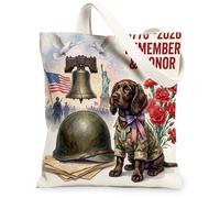 Sac fourre-tout réutilisable en toile pour le 250e anniversaire de mariage - Motif chien Boykin Spaniel - 33 x 38 cm - 4 juillet - Sac d'épicerie réutilisable pour femme, peinture esthétique