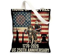Sac fourre-tout réutilisable en toile pour le 250e anniversaire de mariage - Motif chien Saluki - 33 x 38 cm - 4 juillet - Sac d'épicerie réutilisable pour femme, plage patriotique, peinture