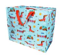 Sac géant XXL - Sac de rangement avec fermeture éclair - Motif teckel - Bleu - Taille XXL - Environ 58 × 28 × 48 cm