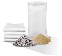 Sac Gravat Blanc Tissé par Lot | Capacité de 80 Litres = 55X95 cm | Tissé - Indéchirable - Réutilisable | Pierre - Gravier - Sable | Gant Manutention Compris (10)