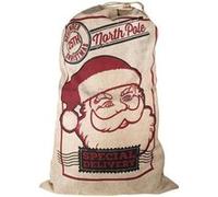 Sac hotte du père Noël pour cadeaux 83cm (x1) REF/12976 Toile de jute - ptit clown naturel, marron, rouge, noir G