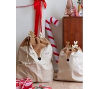 Sac hotte renne de Noël beige doré 65X75