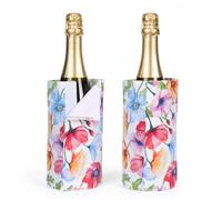Sac isotherme pour bouteille de vin avec refroidissement par gel, manchon réfrigérant autonome, porte-glaçons pour congélateur, design floral, refroidissement de 2 à 4 heures