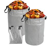 Sac Jardin Dechet, 2 Pièces Sac à Ordures de Jardin Pliable et Réutilisable avec Poignée (Argent 100L, 45x63CM)