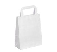 Sac kraft blanc poignées plates 22 x 18 x 8 cm - Carton de 50