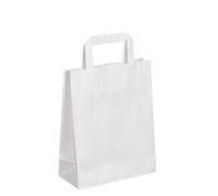 Sac kraft blanc poignées plates 28 x 22 x 10 cm - Carton de 50