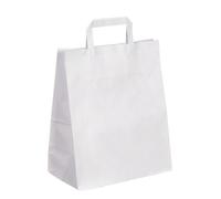 Sac kraft blanc poignées plates 32 x 26 x 14 cm - Carton de 50