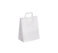 Sac kraft blanc poignées plates 32 x 26 x 14 cm - Carton de 50