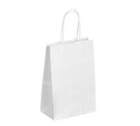 Sac kraft blanc poignées torsadées 21 x 14 x 8 cm - Carton de 50